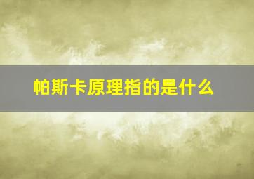 帕斯卡原理指的是什么