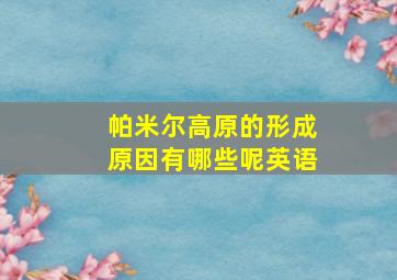 帕米尔高原的形成原因有哪些呢英语