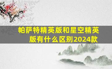 帕萨特精英版和星空精英版有什么区别2024款