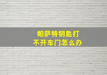 帕萨特钥匙打不开车门怎么办