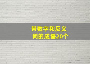 带数字和反义词的成语20个