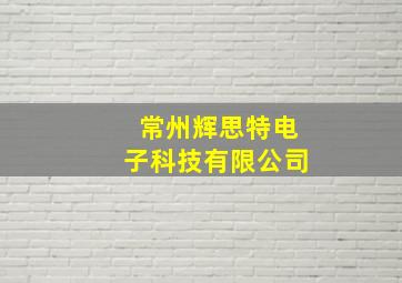 常州辉思特电子科技有限公司