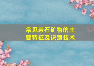 常见岩石矿物的主要特征及识别技术