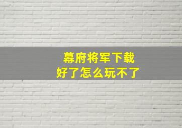 幕府将军下载好了怎么玩不了