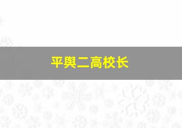 平舆二高校长