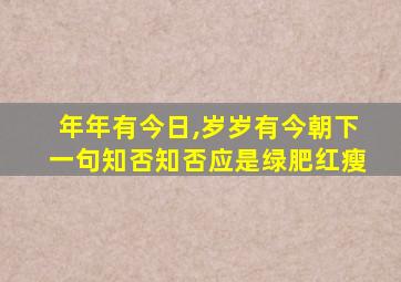 年年有今日,岁岁有今朝下一句知否知否应是绿肥红瘦