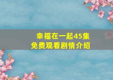 幸福在一起45集免费观看剧情介绍