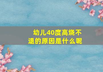 幼儿40度高烧不退的原因是什么呢