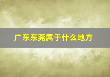 广东东莞属于什么地方