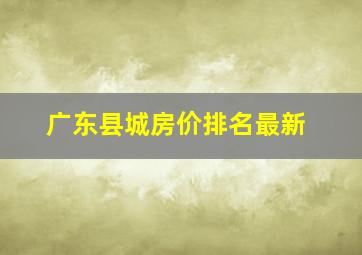 广东县城房价排名最新