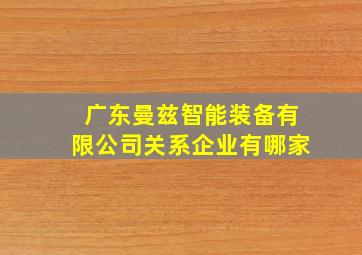 广东曼兹智能装备有限公司关系企业有哪家