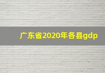 广东省2020年各县gdp