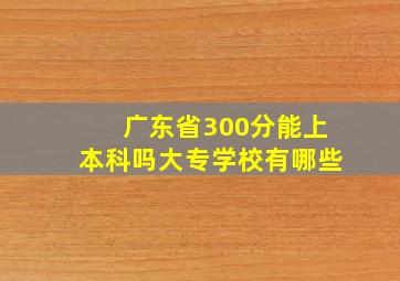 广东省300分能上本科吗大专学校有哪些