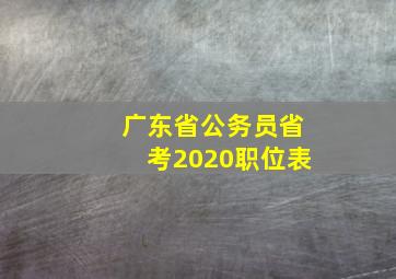 广东省公务员省考2020职位表