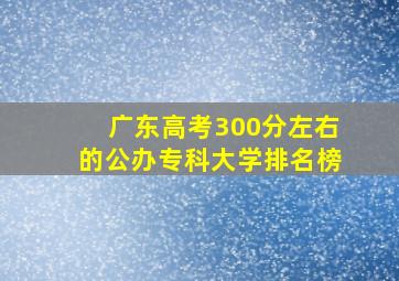 广东高考300分左右的公办专科大学排名榜