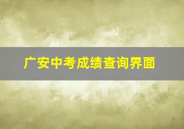 广安中考成绩查询界面