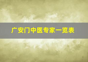 广安门中医专家一览表