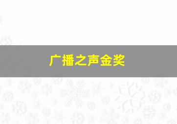 广播之声金奖