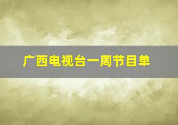 广西电视台一周节目单