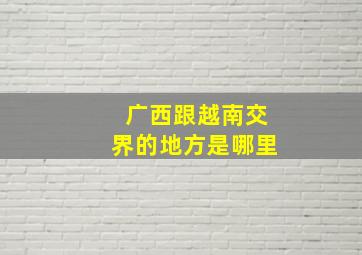 广西跟越南交界的地方是哪里