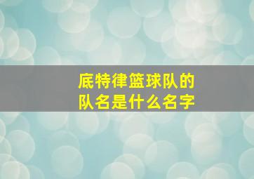 底特律篮球队的队名是什么名字