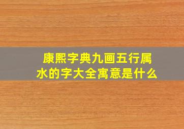 康熙字典九画五行属水的字大全寓意是什么