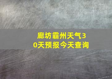 廊坊霸州天气30天预报今天查询