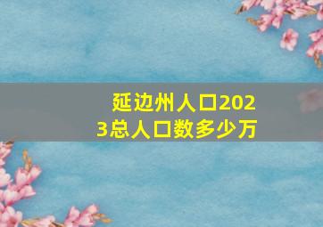 延边州人口2023总人口数多少万