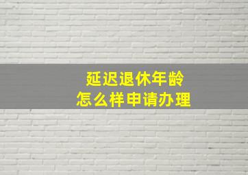 延迟退休年龄怎么样申请办理