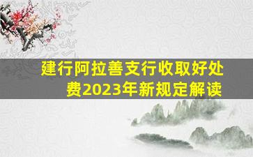 建行阿拉善支行收取好处费2023年新规定解读