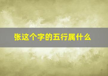 张这个字的五行属什么