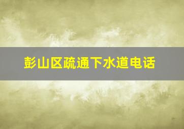 彭山区疏通下水道电话