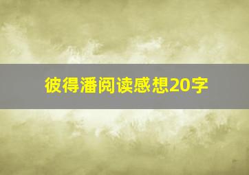 彼得潘阅读感想20字