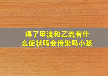 得了甲流和乙流有什么症状吗会传染吗小孩