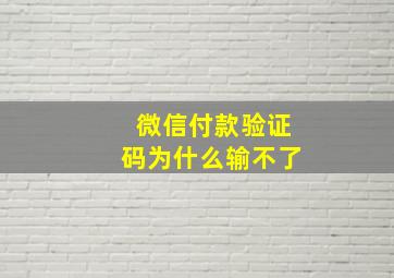 微信付款验证码为什么输不了