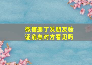 微信删了发朋友验证消息对方看见吗