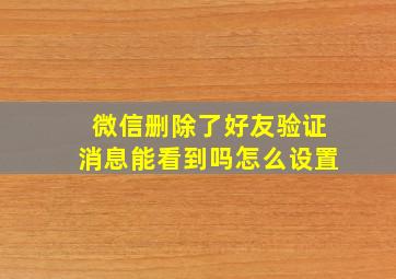 微信删除了好友验证消息能看到吗怎么设置