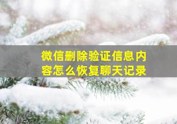 微信删除验证信息内容怎么恢复聊天记录