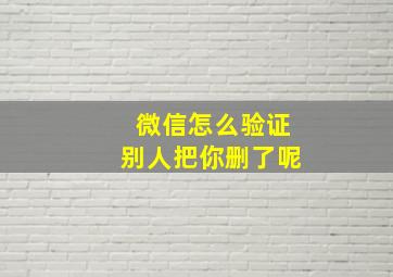 微信怎么验证别人把你删了呢