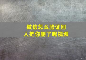 微信怎么验证别人把你删了呢视频