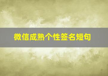 微信成熟个性签名短句