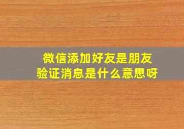 微信添加好友是朋友验证消息是什么意思呀