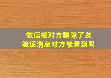 微信被对方删除了发验证消息对方能看到吗