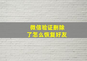 微信验证删除了怎么恢复好友