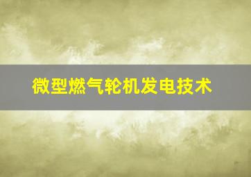 微型燃气轮机发电技术