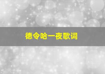 徳令哈一夜歌词