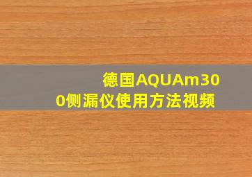 德国AQUAm300侧漏仪使用方法视频