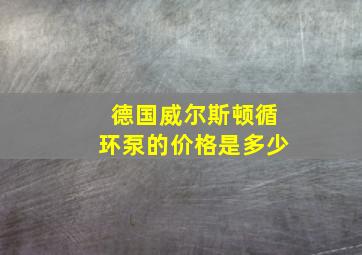 德国威尔斯顿循环泵的价格是多少