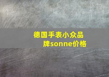 德国手表小众品牌sonne价格