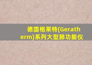 德国格莱特(Geratherm)系列大型肺功能仪